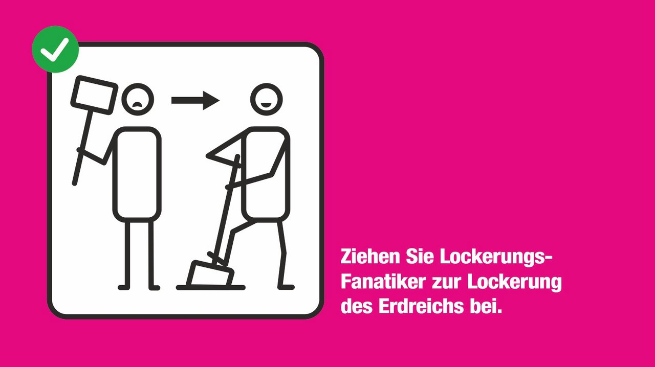 Lockerungsfanatiker sinnvoll einsetzen. Cartoon: Marco Ratschiller / Karma