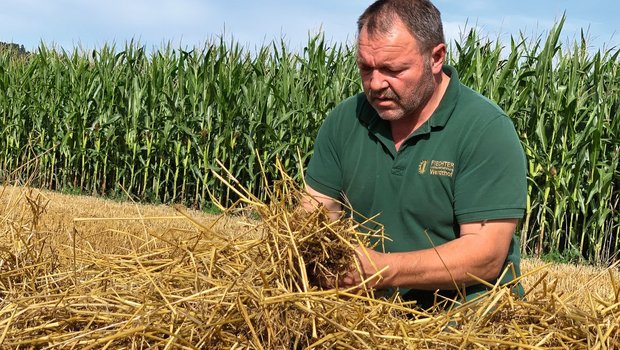 Lohnunternehmer Res Fiechter aus Kappelen BE hat seit 2019 eine Pellets-Presse bei sich auf dem Betrieb. Er ist von der Zukunft der Pellets in der Tierhaltung überzeugt. Bild: Christian Leitner