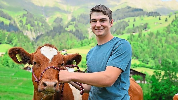 Bei der Stierenauswahl berät sich Jungzüchter Florian Wäfler mit seinem Vater. Er schätzt das gemeinsame Fachsimpeln. Am liebsten setzt der Jungzüchter die beiden SF-Stiere Tommy P und Barack P ein.