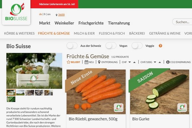 Mit dem knospeshop.ch steigt Bio Suisse in den Online-Handel ein. Bild: Screenshot