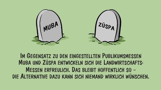 Die Alternativen zu den Landwirtschaftsmessen – Cartoons von Marco Ratschiller / Karma Der Karikaturist Marco Ratschiller / Karma zeigt Alternativen zu den Landwirtschaftsmessen, die sich niemand wünschen würde.