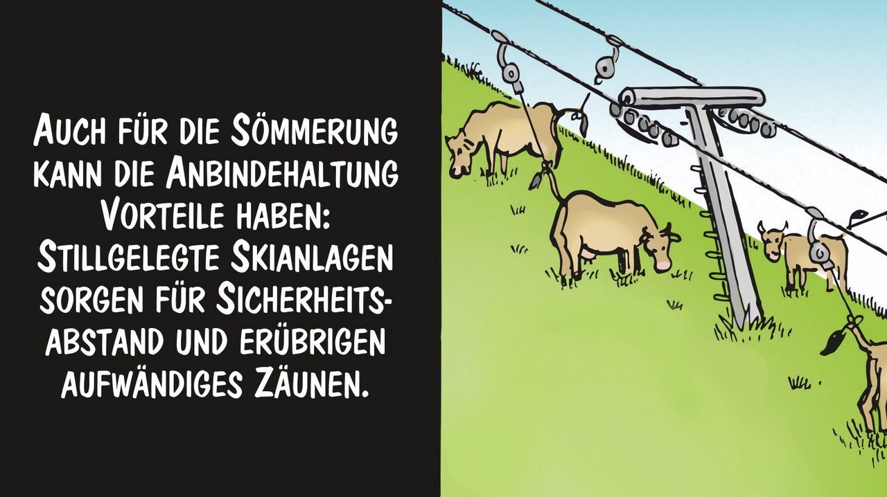 Skianlagen auch im Sommer nutzen! Cartoon: Marco Ratschiller/Karma