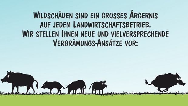 Neue Vergrämungstaktiken gegen Wildschäden. Cartoons von Marco Ratschiller / Karma für «die grüne»