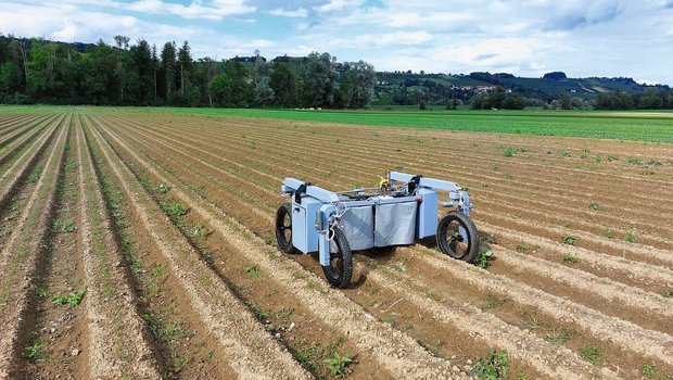 Dieser Jätroboter arbeitet autonom: Eingebaute Laser erkennen und entfernen das Unkraut.