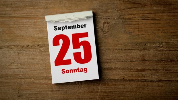 Kalenderblatt mit dem Datum 25. Seotember