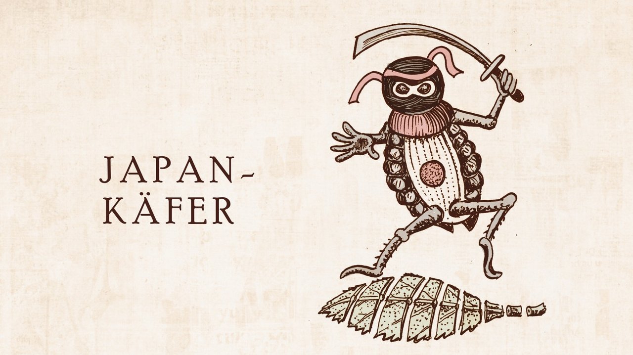 Schädling Nummer 5: Der Japankäfer. Cartoon: Marco Ratschiller/Karma