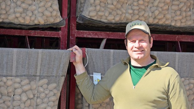 In schmalen Säcken keimen die Pflanzkartoffeln vor dem Setzen. «Die Frites für die WM 2034 müssten wir jetzt zu vermehren anfangen», verdeutlicht Thomas Ritz den Zeitbedarf der Pflanzgut-Produktion.