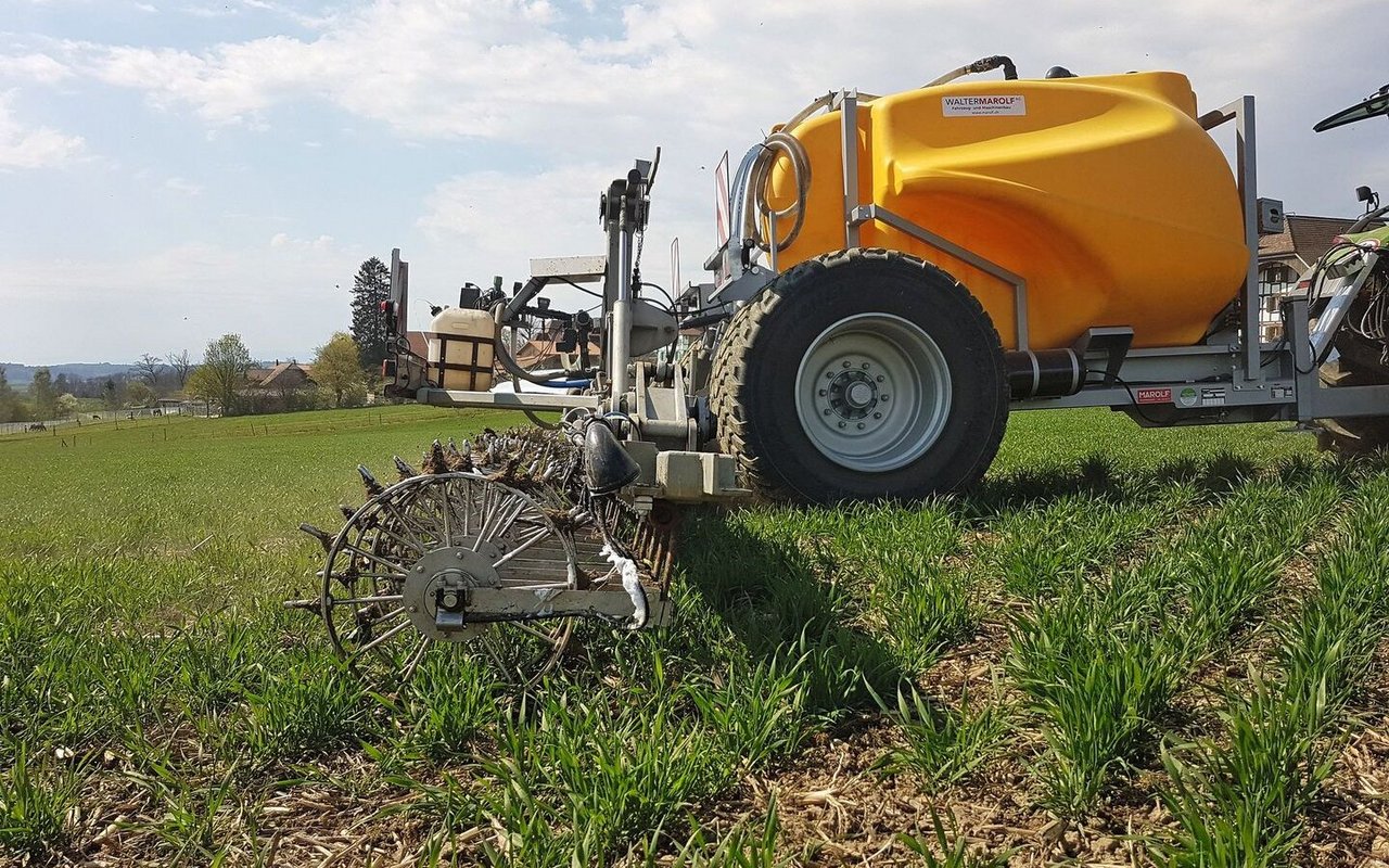 Recyclingdünger wie Ammoniumsulfat aus der ARA, wie sie Martin Häberli und Guido Steger mit ihrer Cultan-Maschine ausbringen, werden erst selten eingesetzt. 