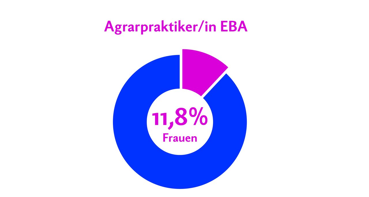 2018 haben 110 Personen die Lehre als Agrarpraktiker EBA abgeschlossen, davon 97 Männer und 13 Frauen. Quelle: BfS