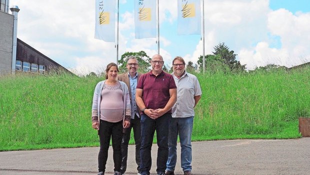 Referierten am Beef-Tag: Isabelle Gangnat, Stefan Muster und Stefan Seiler mit Roger Bolt vom Strickhof (v. l. n. r.). 
