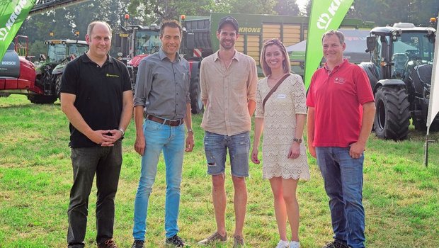 Agrarinfluencer Jörg Büchi (Mitte) mit Marco Humair, Matthias Anliker, Johanna Gapany, Marcel Bucher (v.l). 
