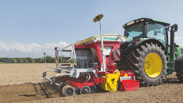 Die Aerosem-Sämaschine von Pöttinger verfügt über Section Control. Bild: zvg