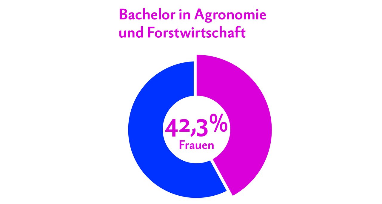 2018 gab es 149 Bachelor-Abschlüsse im Fachbereich Agronomie und Forstwirt- schaft, davon 86 Männer und 63 Frauen. Quelle: BfS