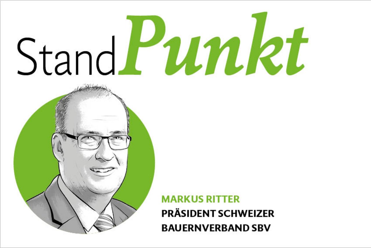 StandPunkt von Markus Ritter, Präsident des Schweizer Bauernverbandes SBV. Illustration: Bruno Muff
