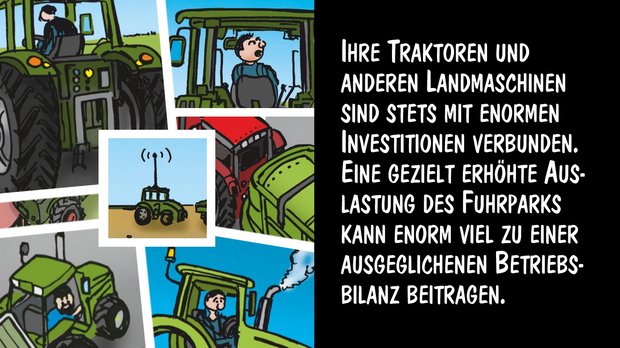 Eine gezielt erhöhte Auslastung des Fuhrparks kann etwas zu einer ausgeglichenen Betriebsbilanz beitragen. Cartoon: Marco Ratschiller/Karma