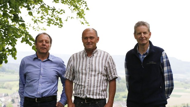 3 der 11 Flaachtaler Klimabauern: Arthur Bachofner, Toni Meier, Heiner Kindhauser (v.l.). (Bild lid)