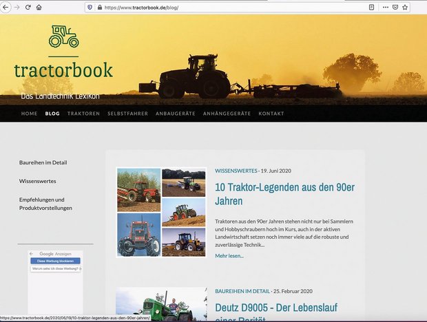 Auf der Website tractorbook.de finden sich unzählige technische Daten zu Landmaschinen und Traktoren. Screenshot: Beat Schmid
