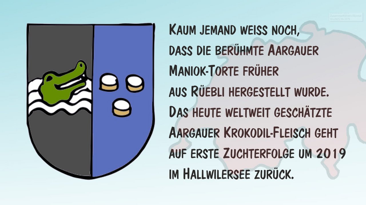 Krokodil-Fleisch aus dem Aargau. Cartoon von Marco Ratschiller/Karma