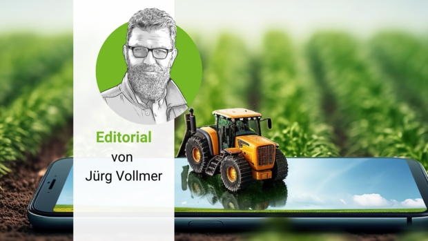 Symbolbild mit Spielzeug-Traktor und dem Porträt von Jürg Vollmer.