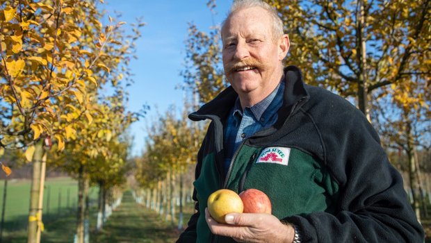 Hochstamm-Obstbäume brauchen einen guten Start Toni Suter ist Baumschulist aus Leidenschaft. «Einen Baum setzt man für Generationen», sagt Suter. Bild: Gian Vaitl