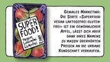 Neue Apfel-Sorte: Der «Superfood Vegan Laktosefrei Glutenfrei»-Apfel. Cartoon von Marco Ratschiller / Karma für «die grüne» 