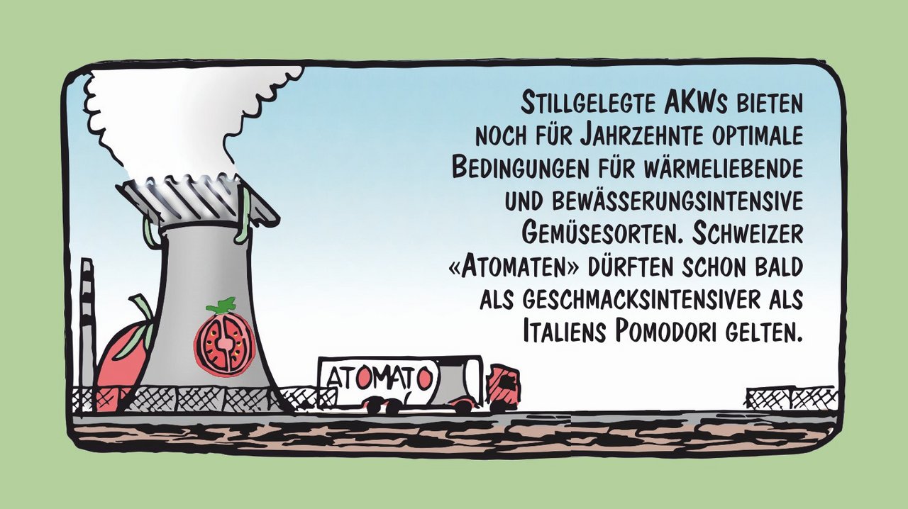 Schweizer «Atomaten»: Cartoon von Marco Ratschiller / Karma.